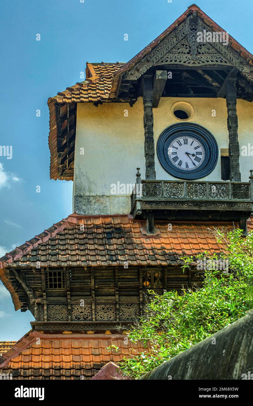 heritage architectureCLOCK TOWER and indian roof tailPadmanabhapuram