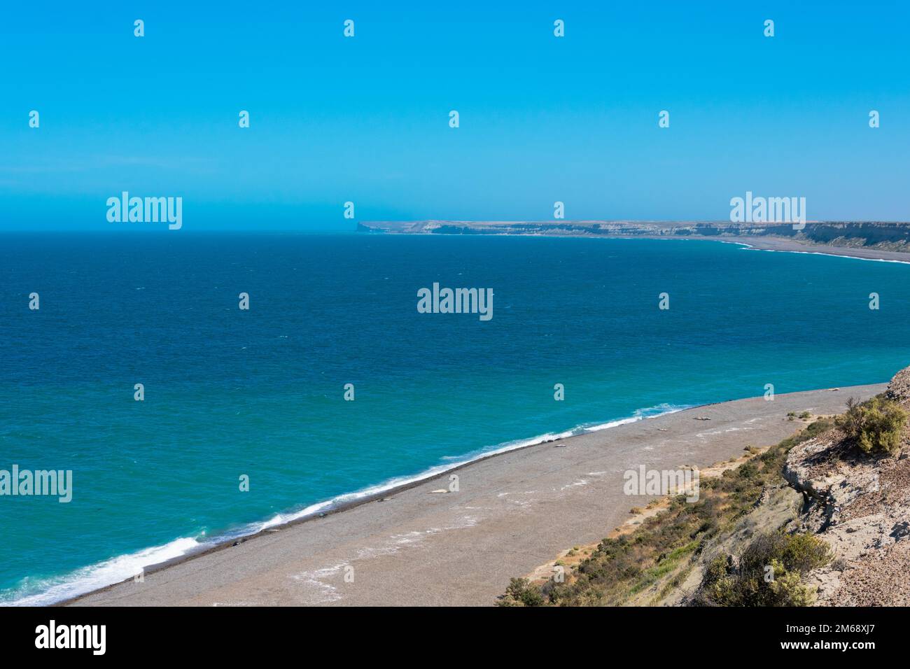 A beach in Peninsula Valdes, Province of Chubut, Argentina Stock Photo
