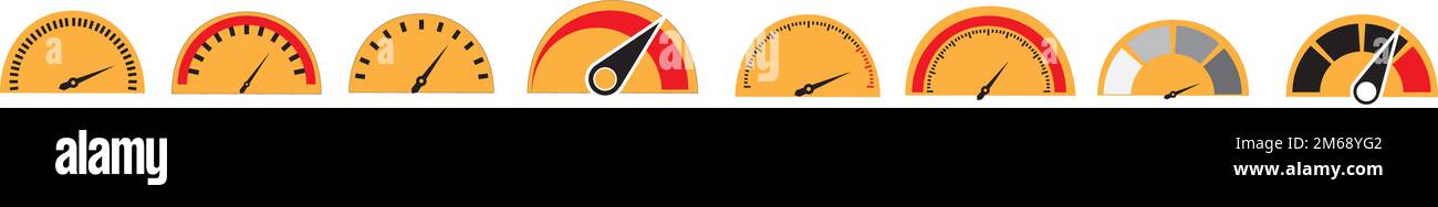 A vector of the set of speedometer icons isolated on the white ...