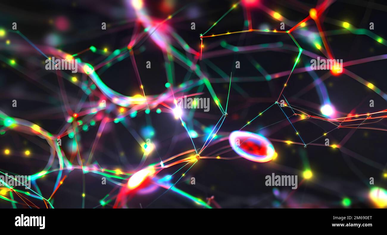 Pulsing signals between nerve cells inside a neuronal network ...