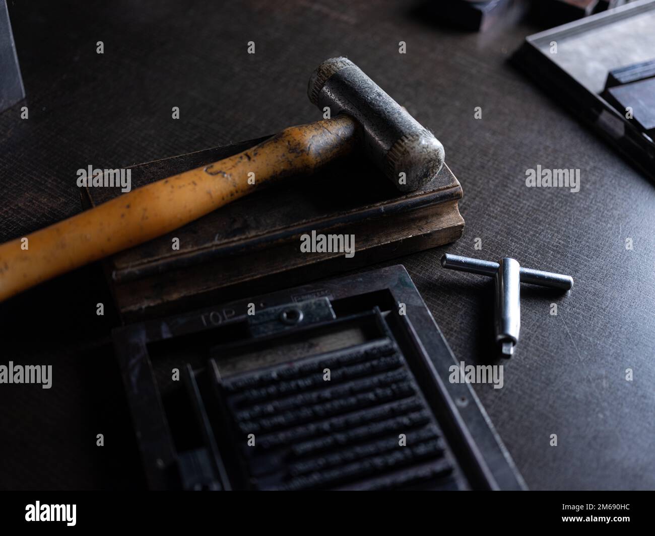 Letterpress printing tools and equipment. Stock Photo