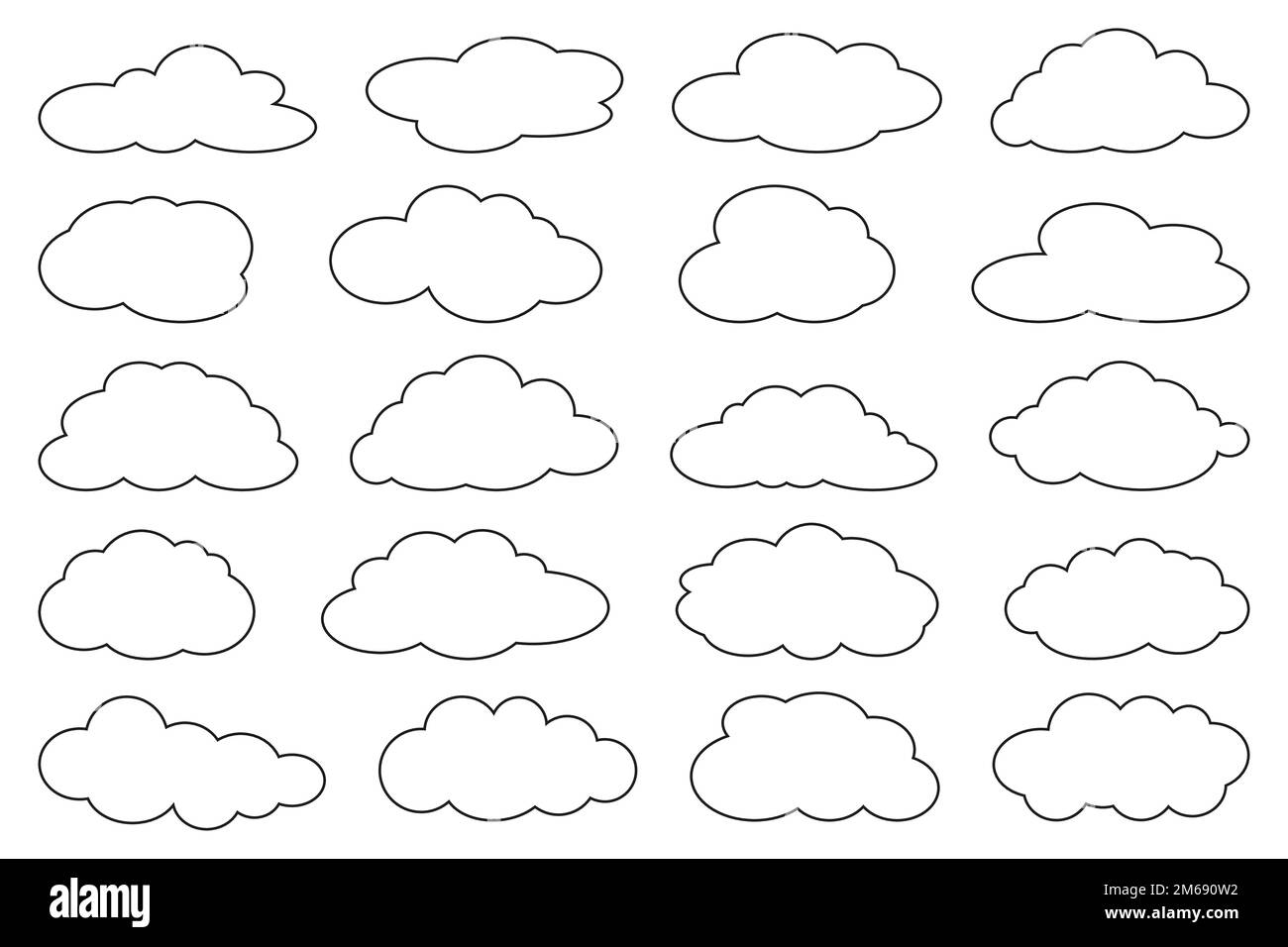 Clouds line art icon. Storage solution element, databases, networking, software image, cloud and meteorology concept. Vector line art illustration. Stock Vector