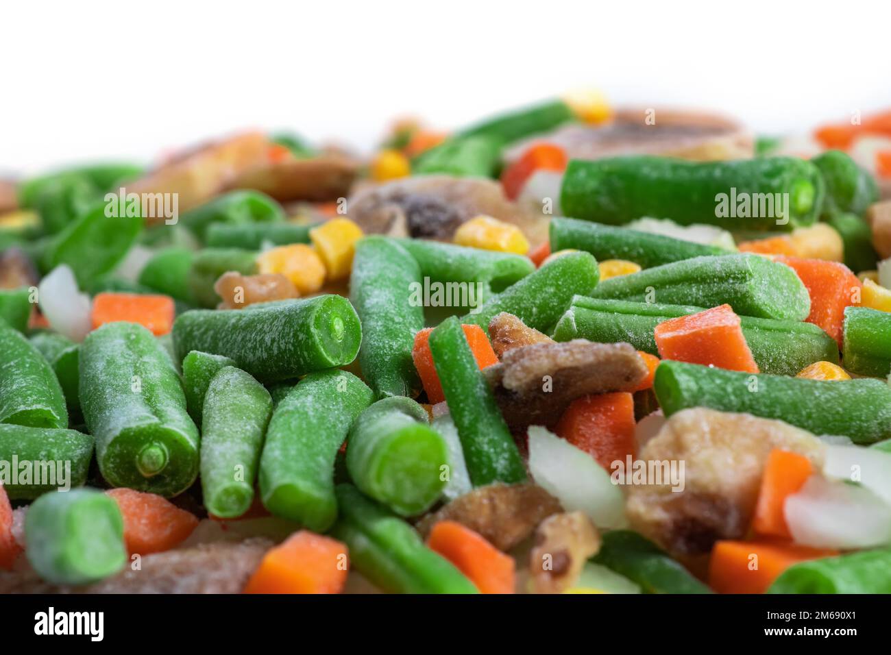 Frozen vegetables. Frozen vegetable mixture of carrots, corn and peas