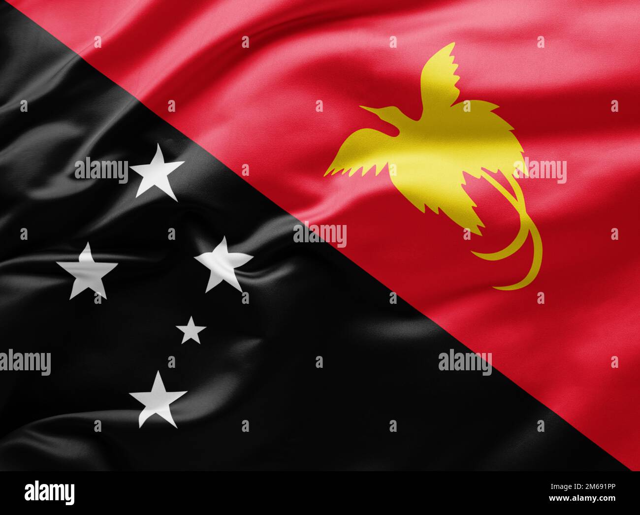 Waving national flag of Papua New Guinea Stock Photo