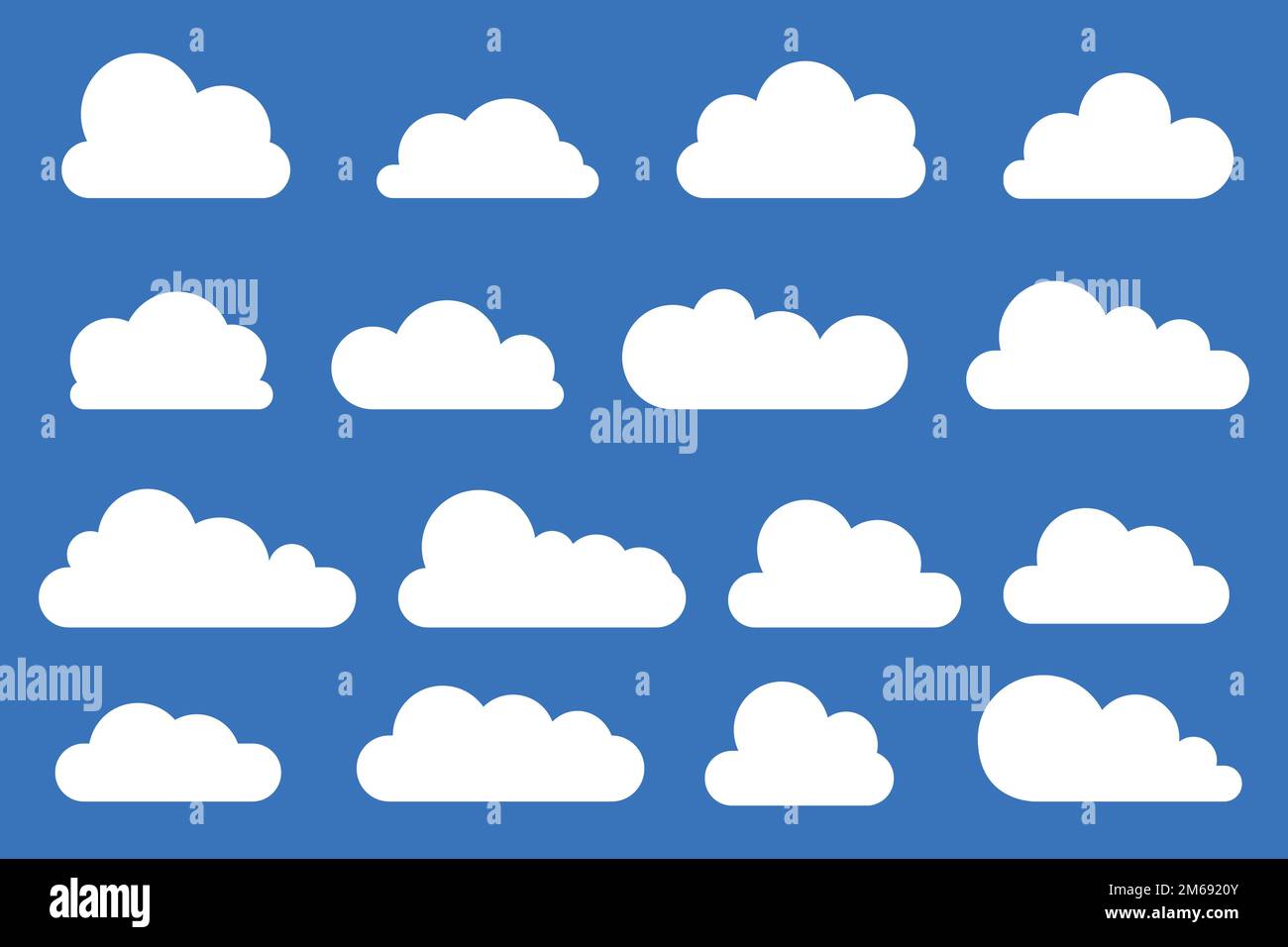 Flat cloud shape vector icon set on blue background Stock Vector Image ...