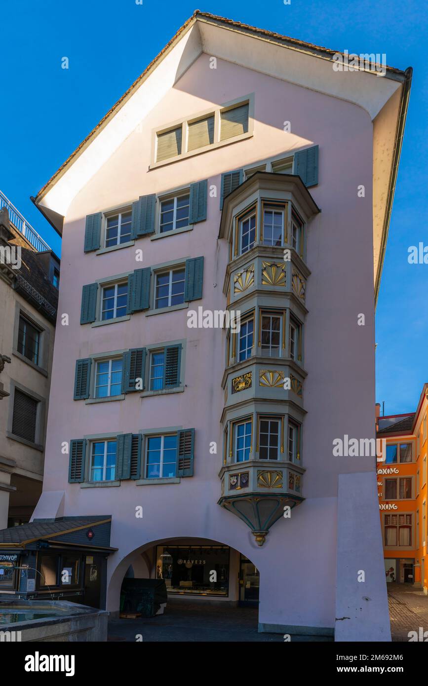 Historic building by former fish market in Zürich, Switzerland. Canton