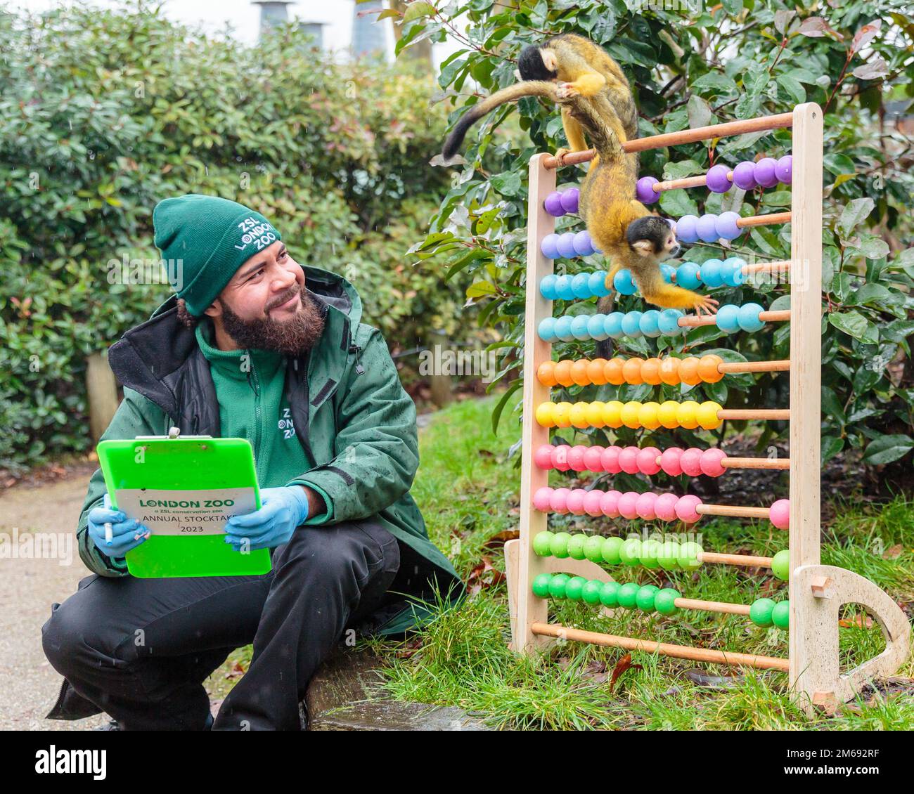 ZSL London Zoo, UK. 3rd January 2023. Zookeepers at ZSL London Zoo
