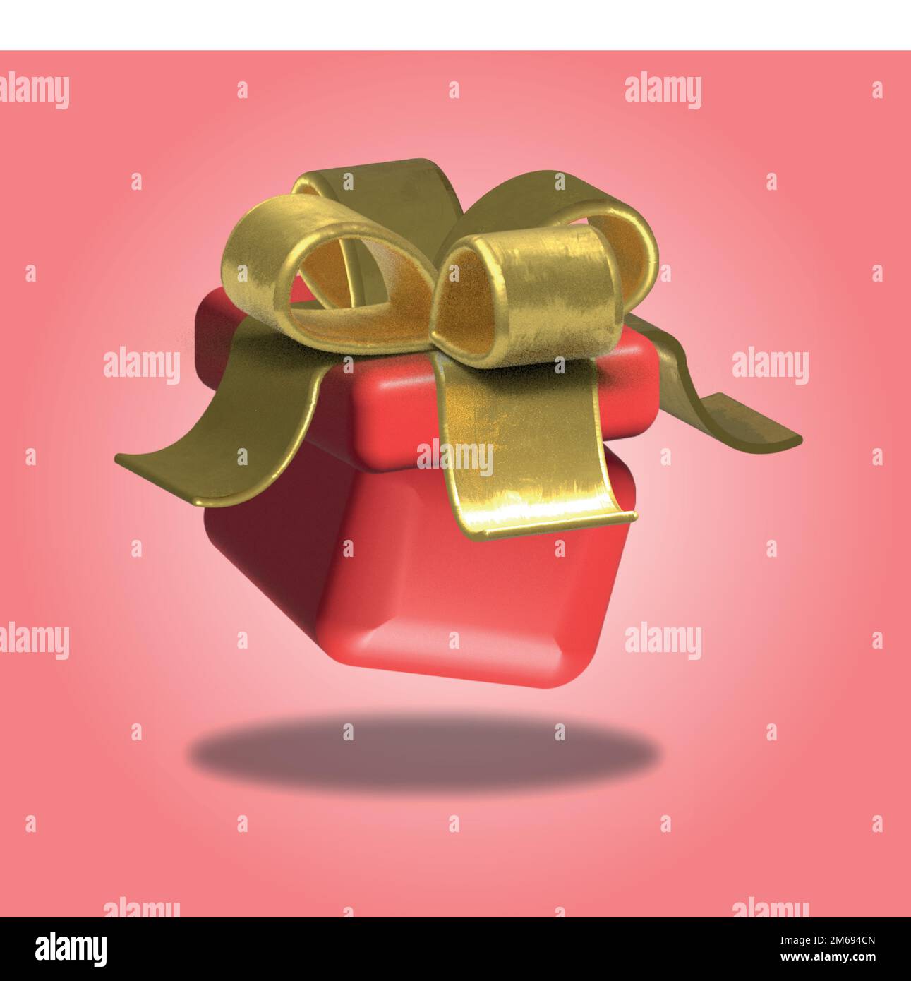 3D gift icon. red box with Gold bow. vector illustration EPS10 Stock