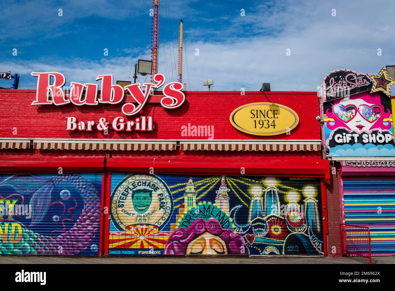 Ruby's bar and grill on the Riegelmann Boardwalk at Coney Island