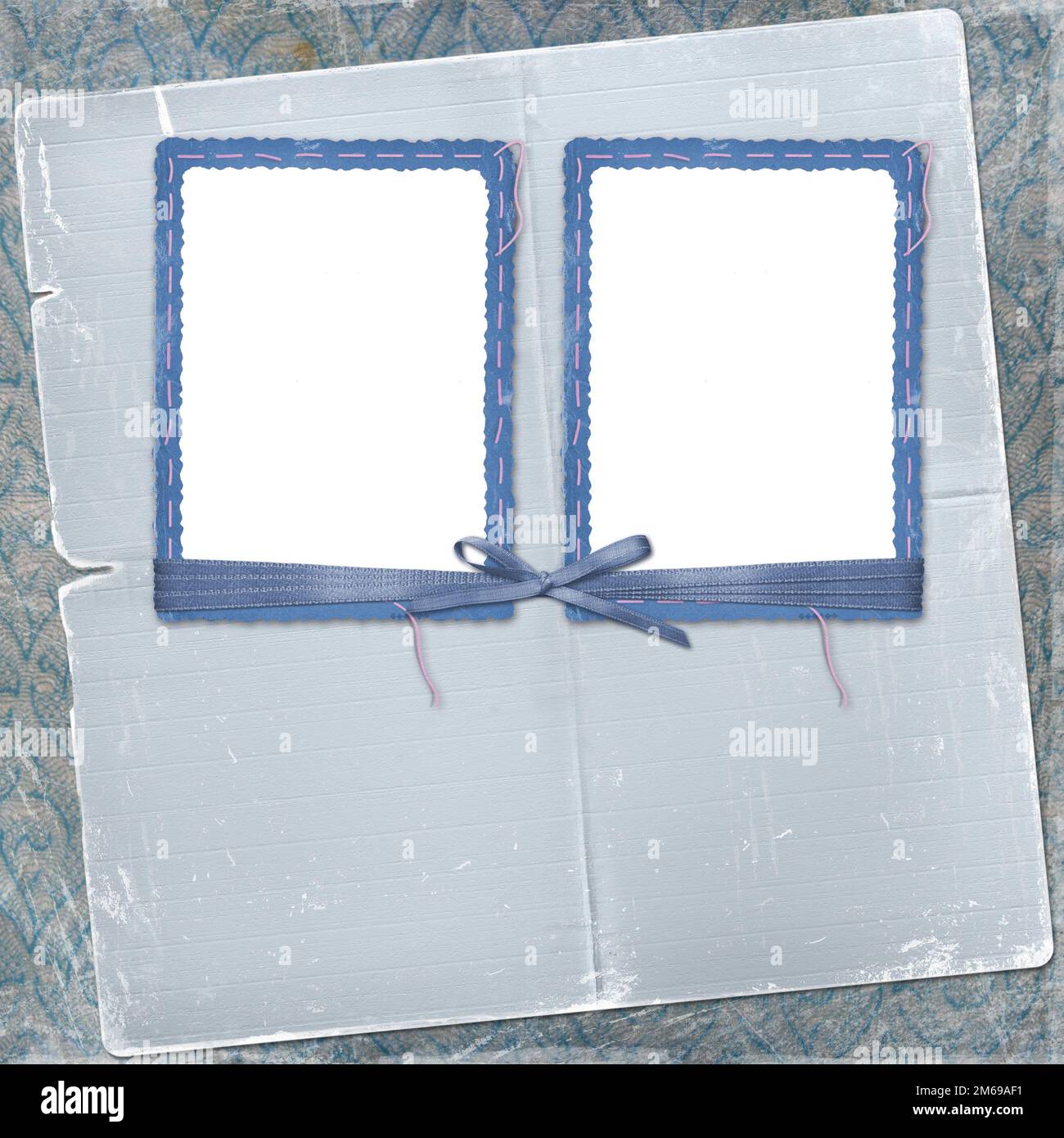 Two frames for photo with bow and ribbon Stock Photo - Alamy