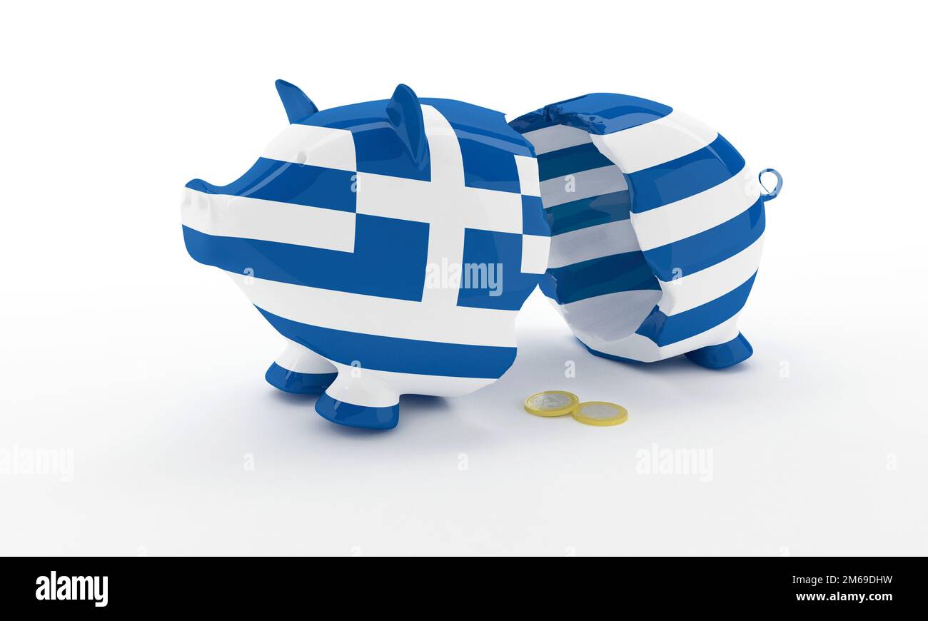 Greek money box break Stock Photo Alamy