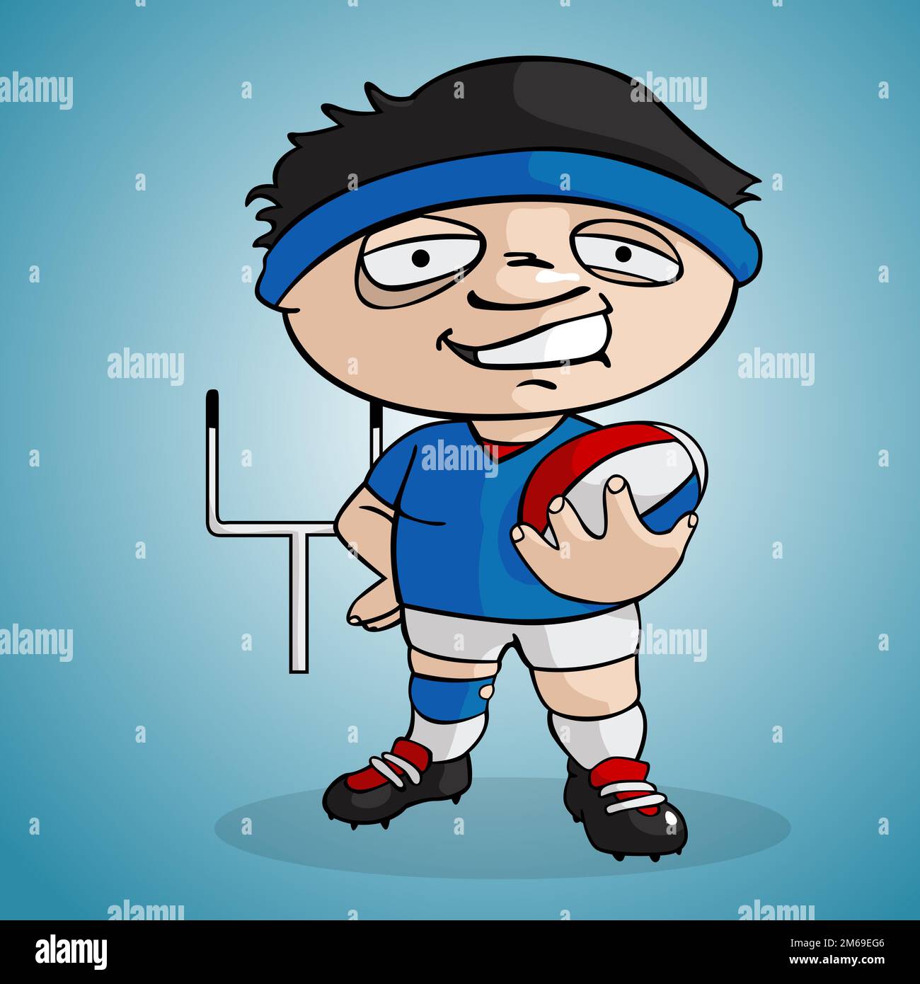 Vector Illustration Of Young Rugby Athlete Holding Rugby Ball With Speed Run  Isolated On White Background Kids Coloring Page Drawing Art First Word  Flash Card Color Cartoon Character Clipart Stock Illustration 
