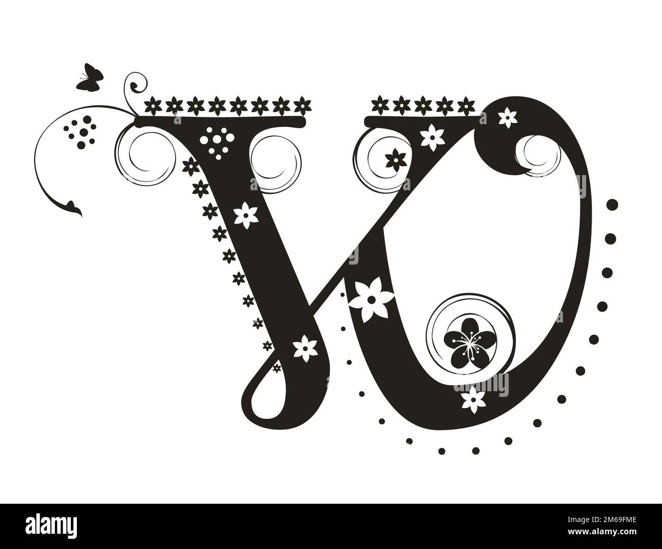 Floral font letter hi-res stock photography and images - Alamy