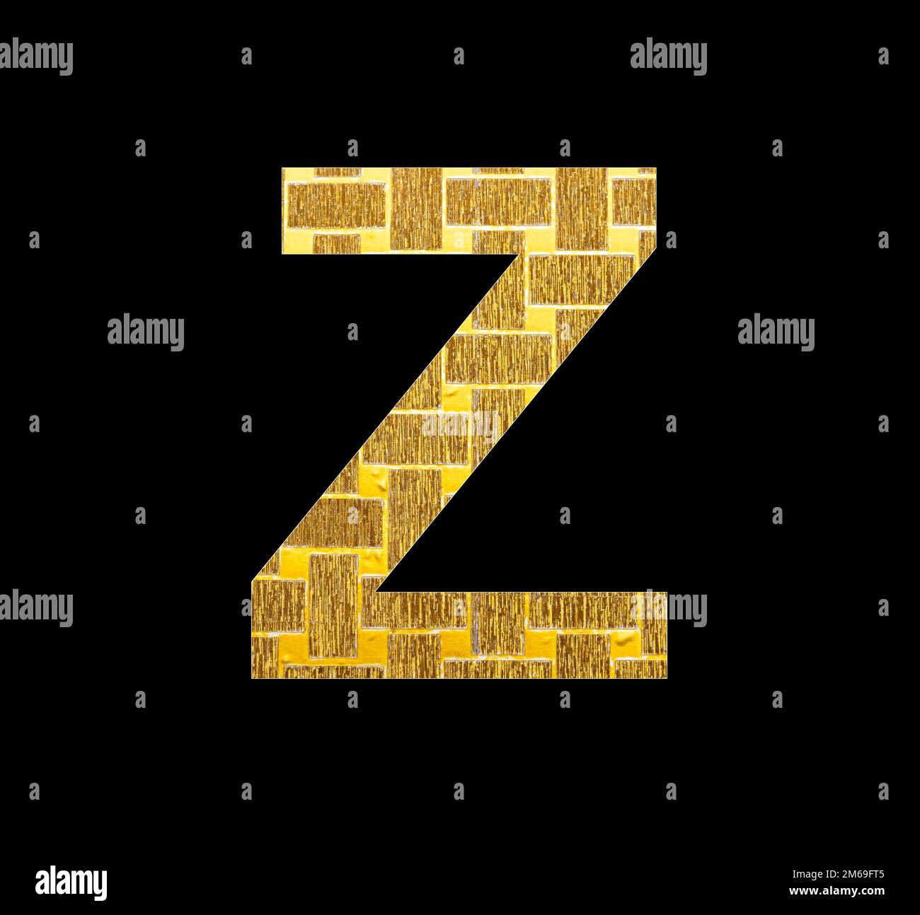 Alphabet letter Z - Textured shiny gold foil Stock Photo