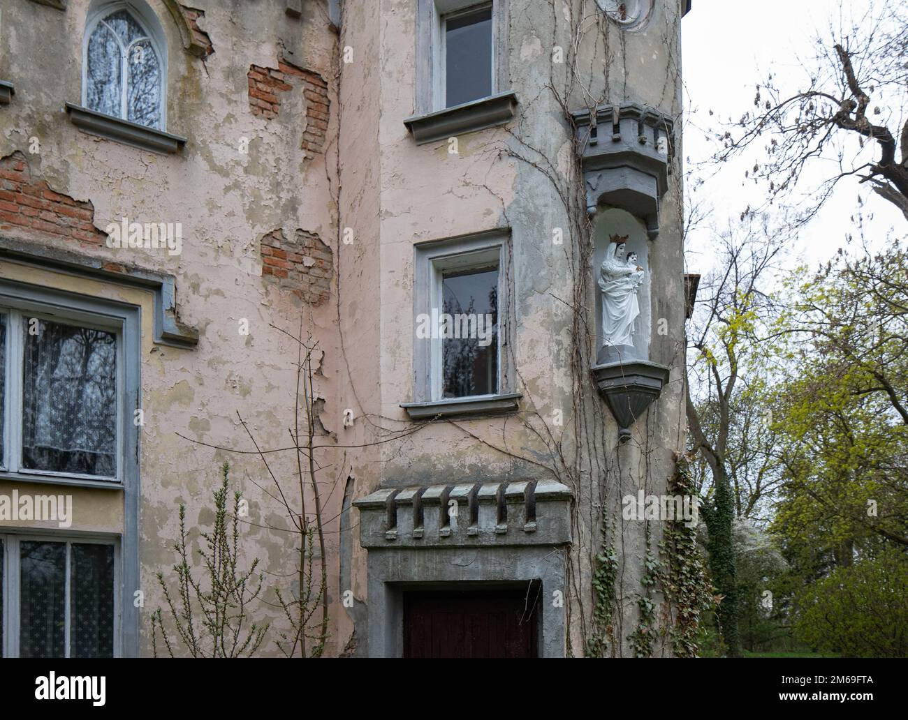 The neo-Gothic palace in the village Arcugowo, a manor house from 1815 ...