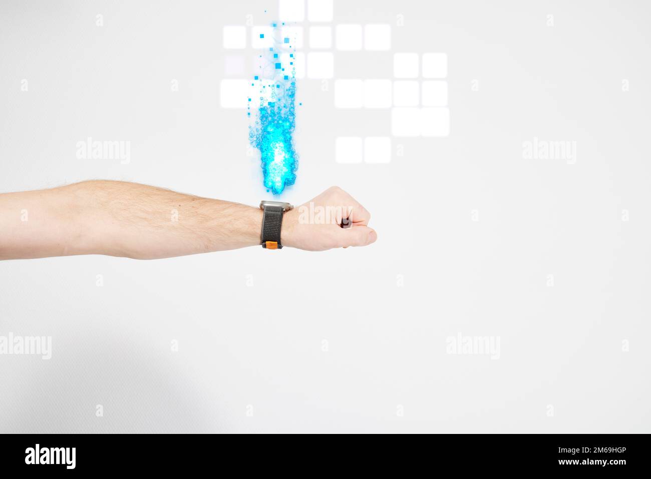 Male hand illustrating artificial intelligence Stock Photo