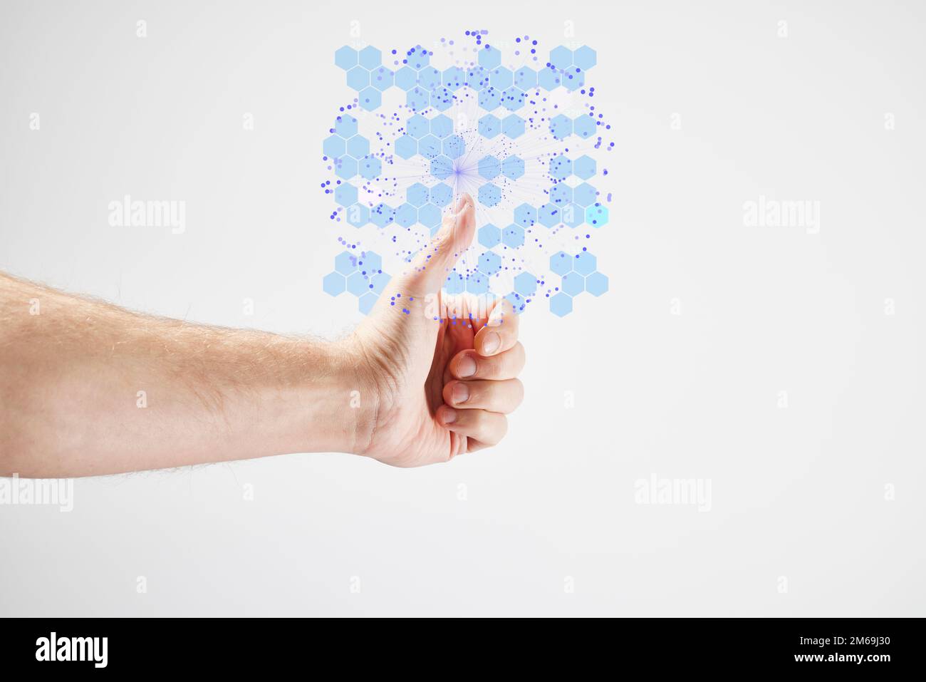 Male hand illustrating artificial intelligence Stock Photo