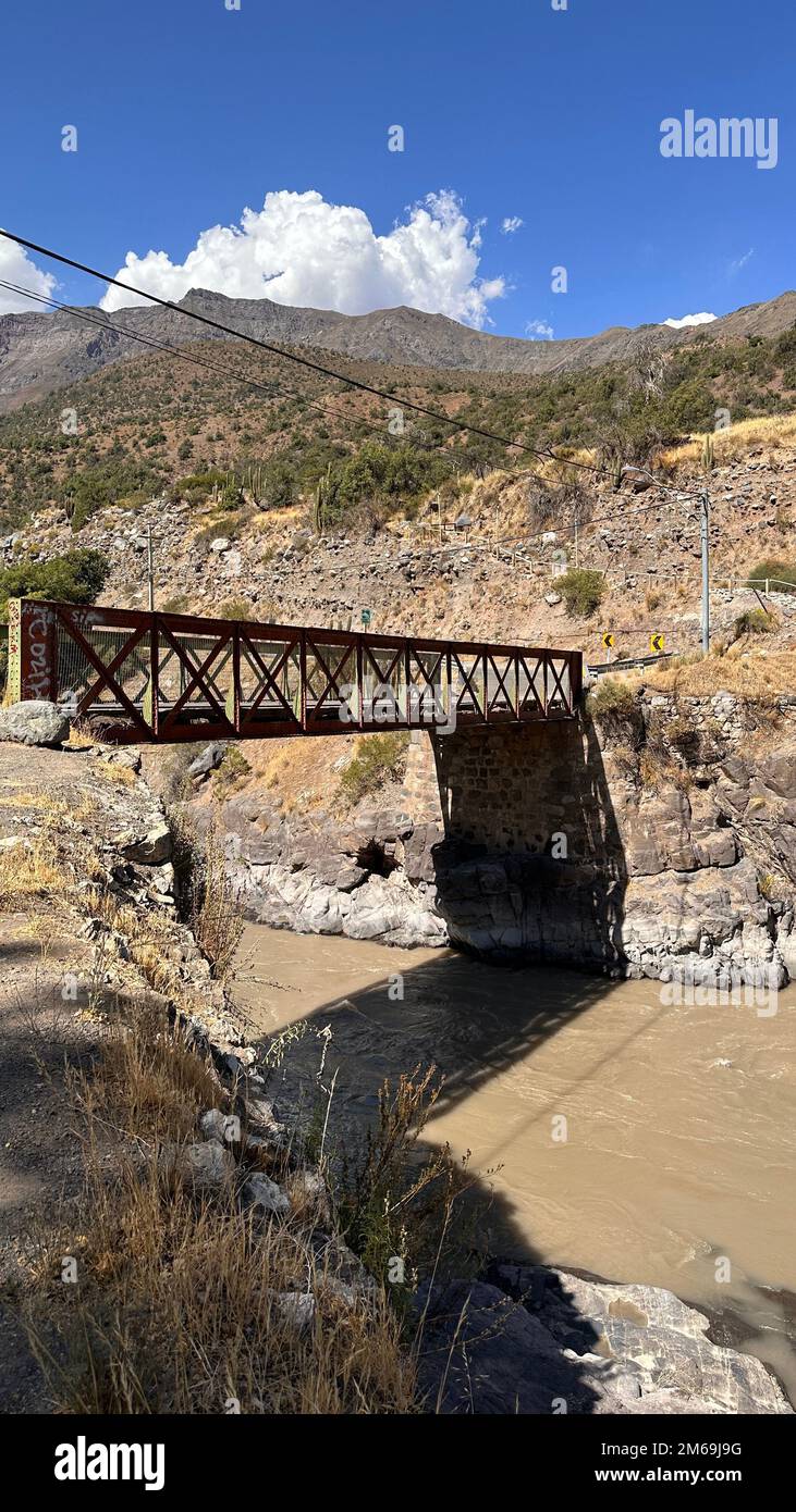 El Ingenio Bridge - Cajon del Maipo - Chile Stock Photo