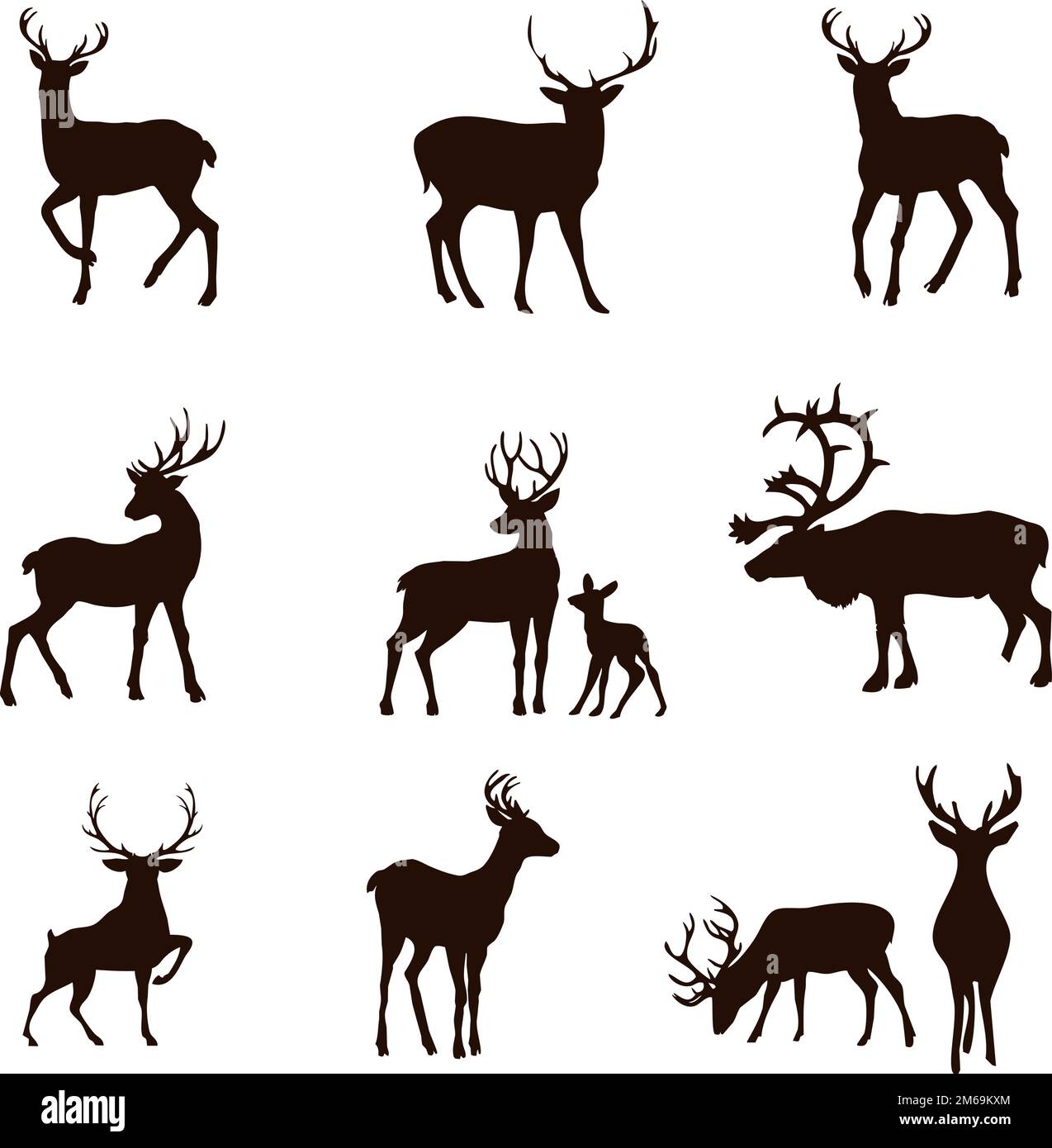 Set of deer silhouettes (9 pieces Stock Vector Image & Art Alamy