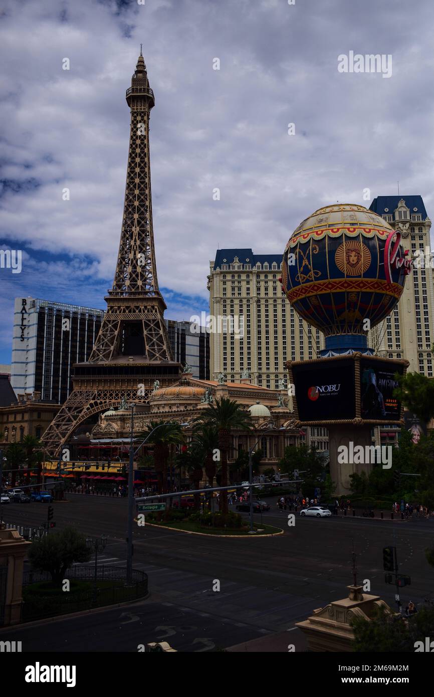 Las Vegas Eiffel Tower and Balloon, daylight Stock Photo