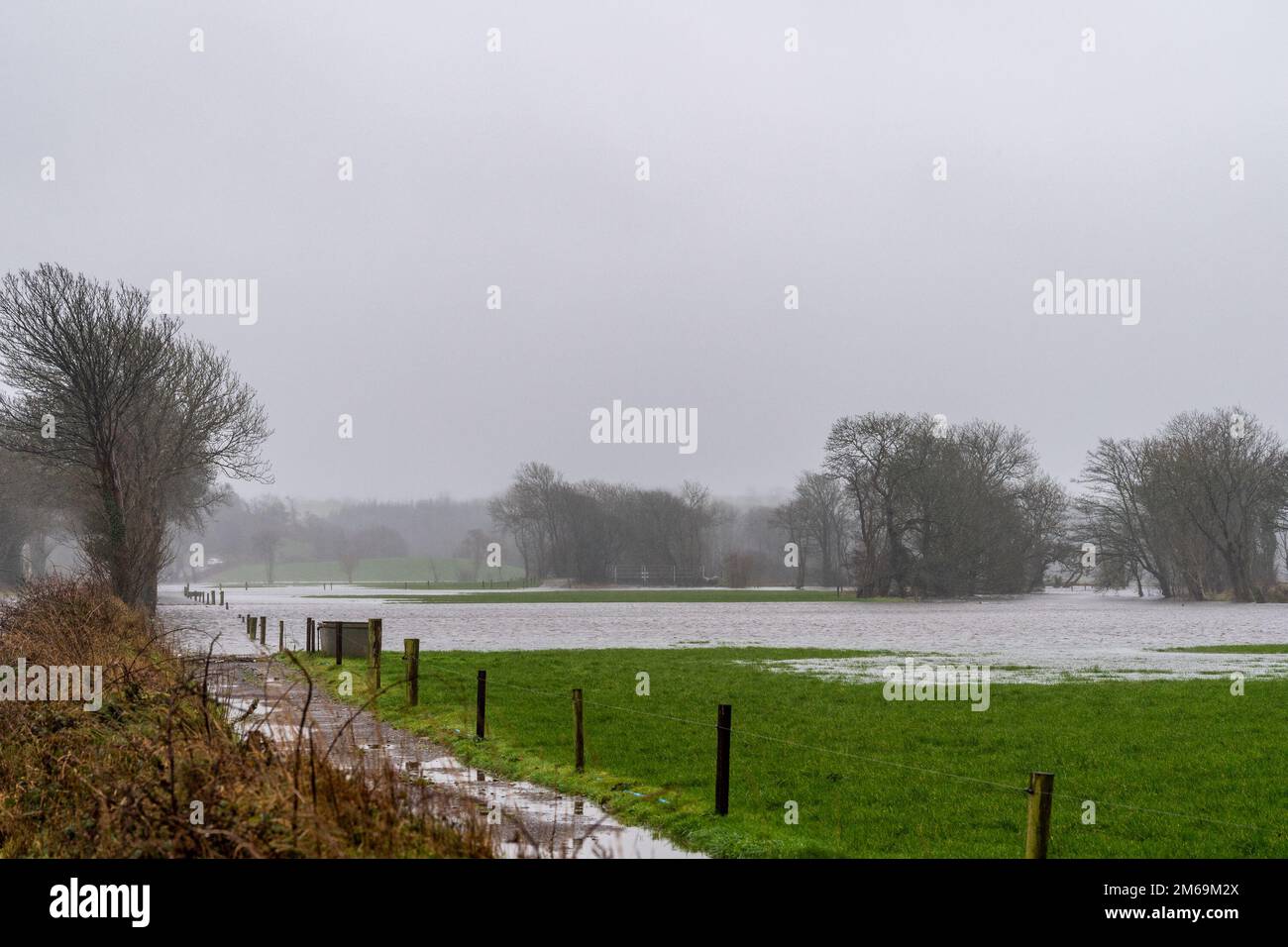 Clonakilty, West Cork, Ireland. 3rd Jan, 2023. After days of relatively dry weather, torrential rain fell on West Cork today, causing spot flooding. The River Ilen burst its banks near Caheragh, causing farmers fields to flood. Credit: AG News/Alamy Live News Stock Photo