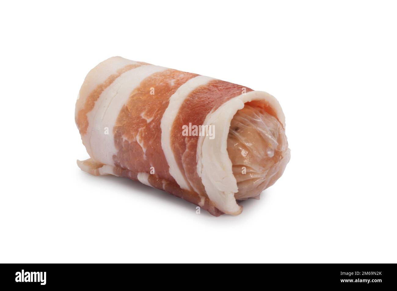 Studio shot of traditional pigs in blankets cut out against a white background - John Gollop Stock Photo
