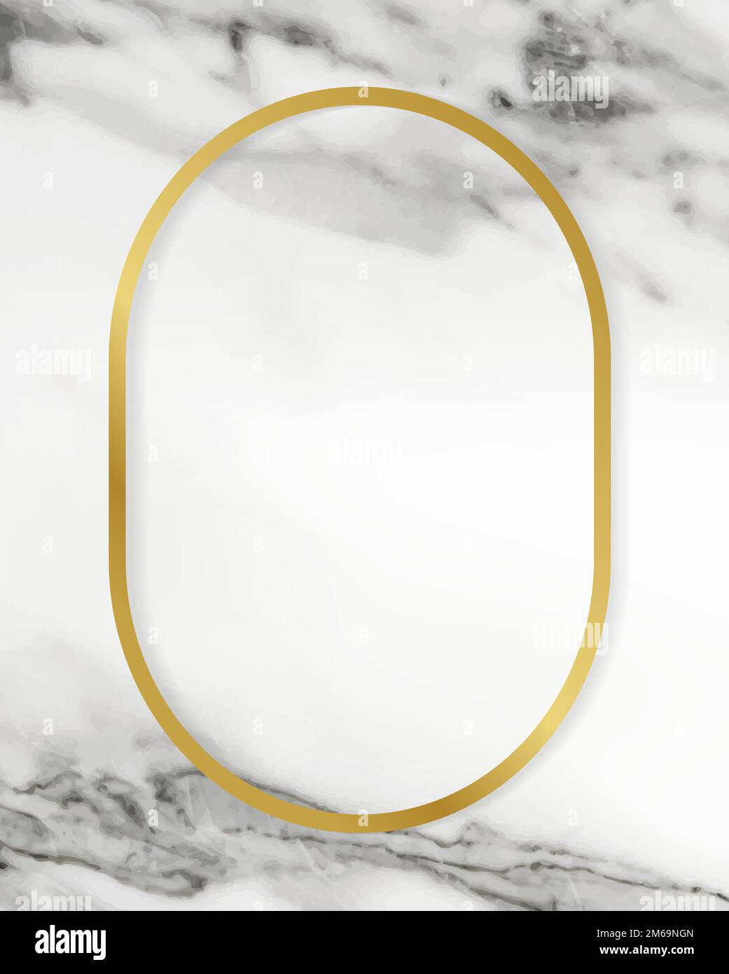 Golden framed oval on a marble textured vector Stock Vector