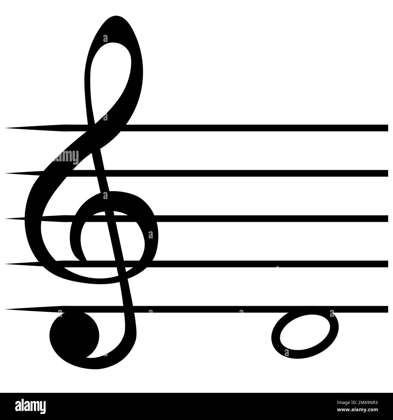 Note re music staff lines, D clef solfeggio not Stock Vector