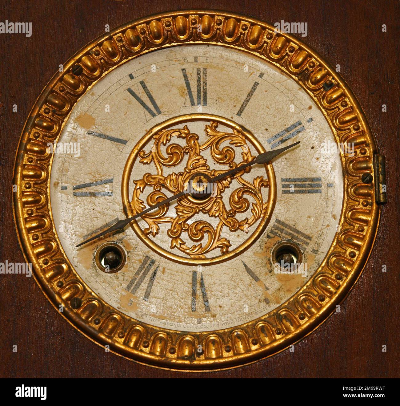 Antique Wind Up Clock Face with Roman Numerals Stock Photo Alamy