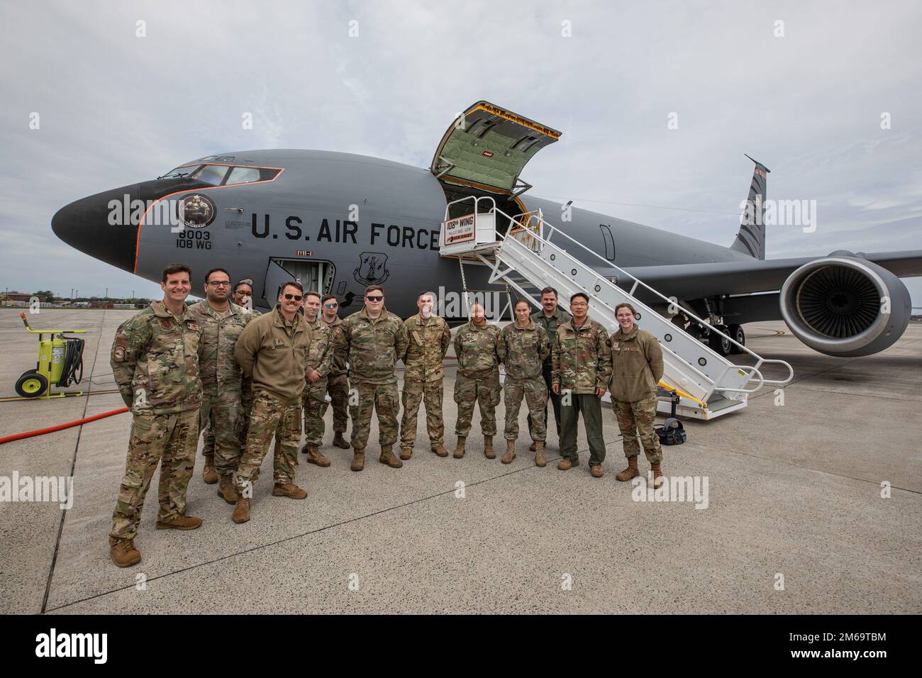 U.S. Army Soldiers stand for a group photo with 108th Wing air crew ...