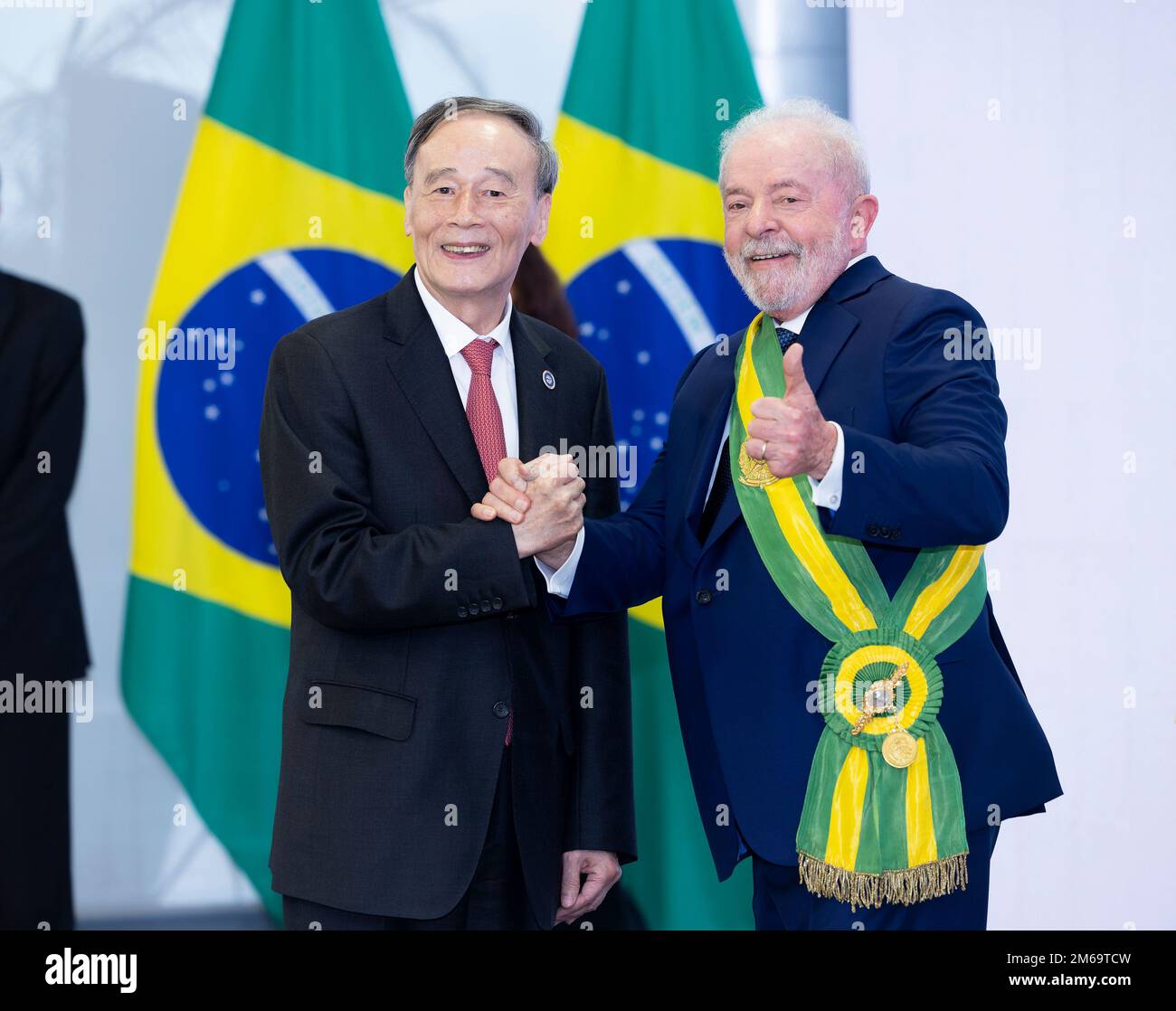 Brasilia, Brazil. 1st Jan, 2023. At the invitation of the Brazilian government, Chinese President Xi Jinping's Special Representative Vice President Wang Qishan attends the inauguration ceremony of Brazil's new President Luiz Inacio Lula da Silva in Brasilia, capital of Brazil, Jan. 1, 2023. Credit: Liu Bin/Xinhua/Alamy Live News Stock Photo