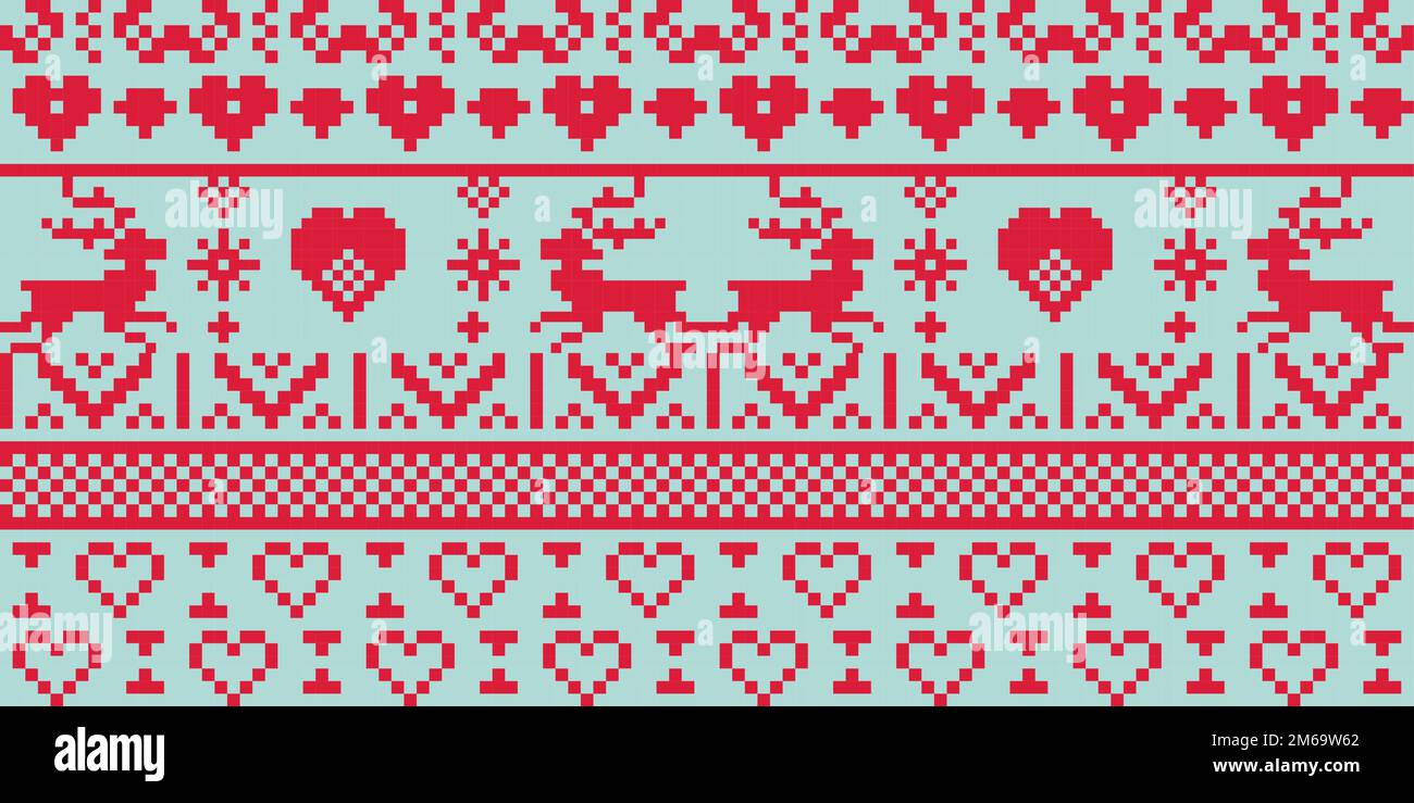 Valentines day pixelated seamless pattern with hearts. Pixel textured red white design for gift