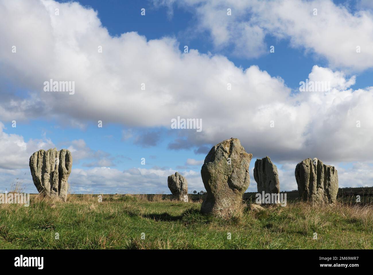 The stones of Duddo Stone Circle in north Northumberland, England Stock Photo