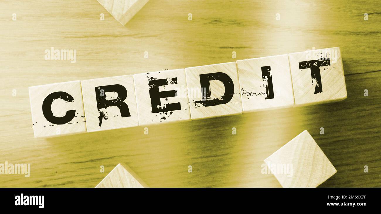 Credit, Business concept, stack of alphabet cube wooden block, credit ...