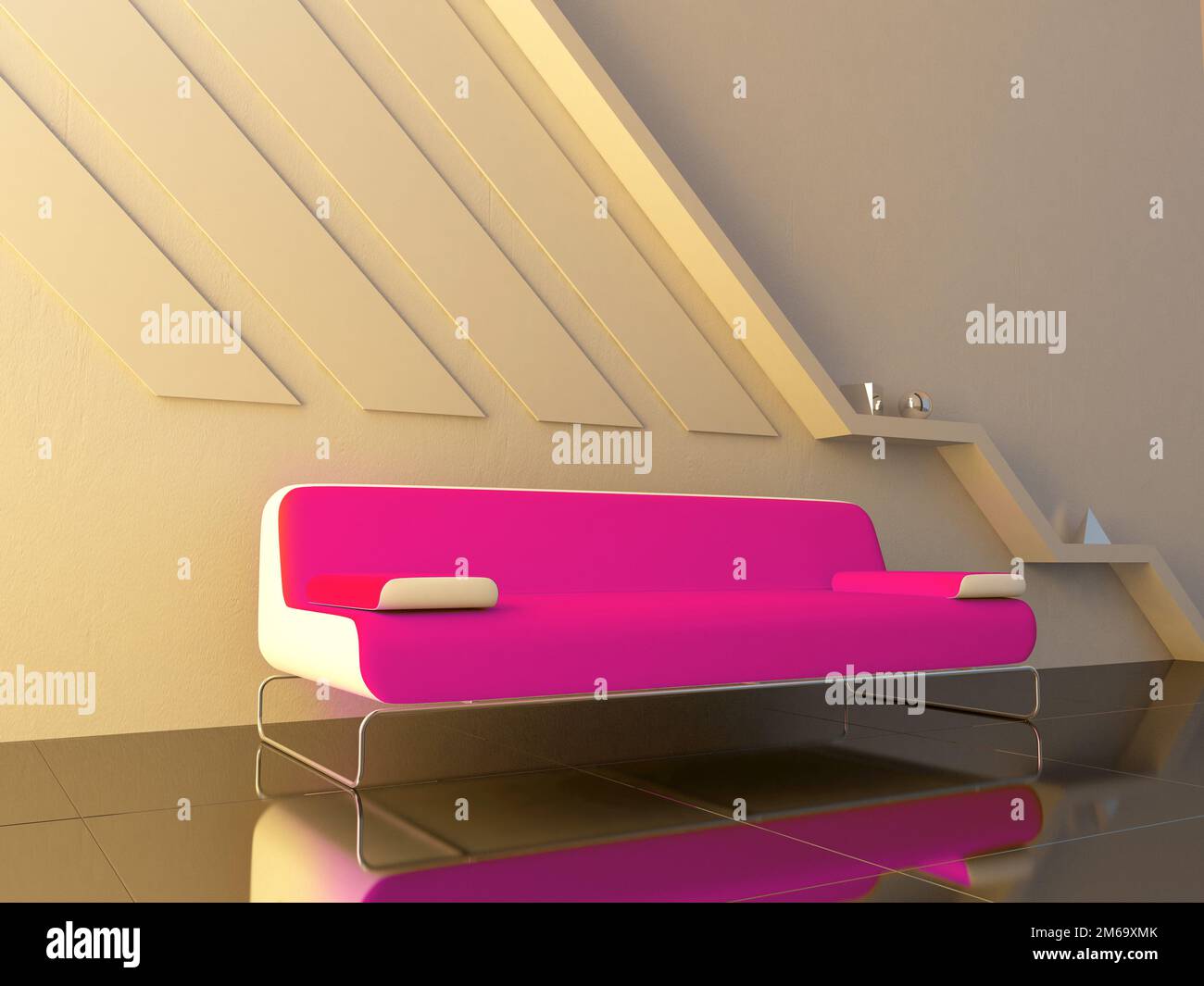 Interior Orange couch in modern sitting room Stock Photo Alamy