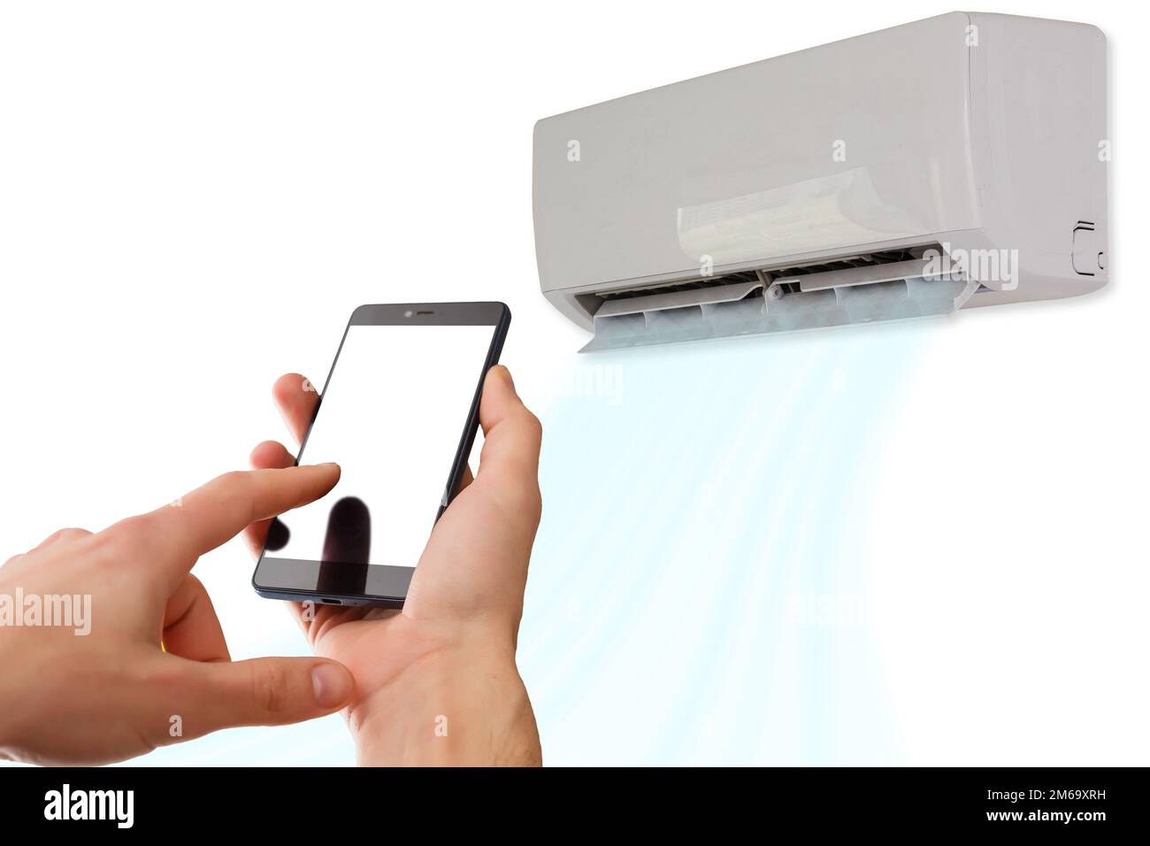 electric heater and air conditioner controlled by phone Stock Photo Alamy