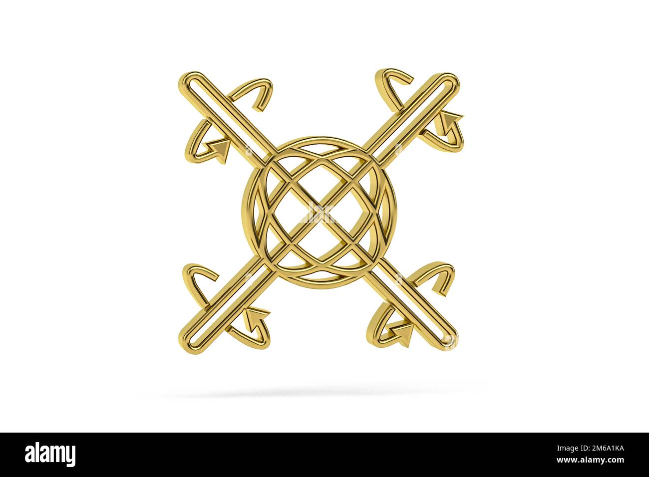 Golden 3d gyroscope icon isolated on white background - 3d render Stock ...