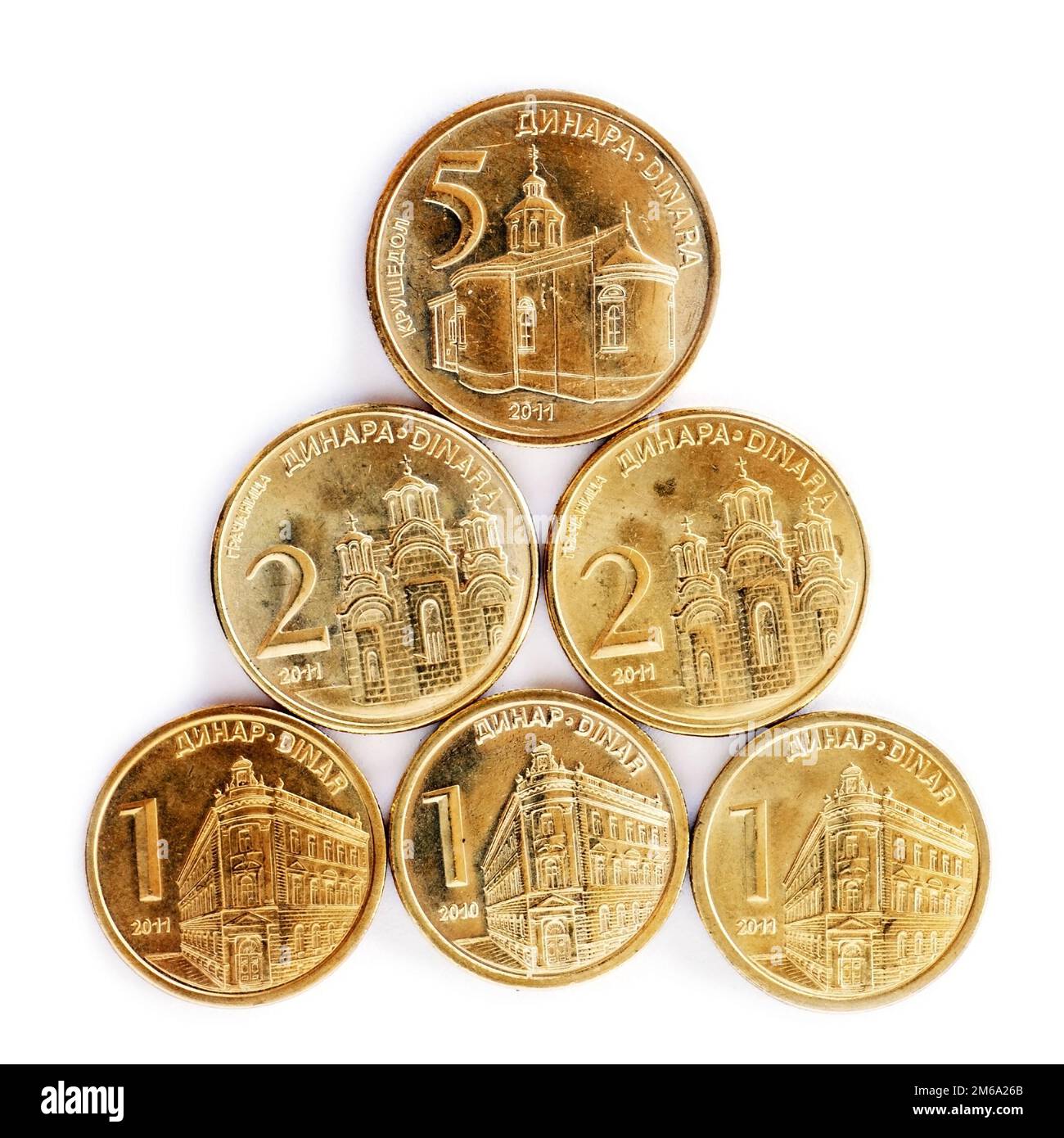 Serbian dinar coins Stock Photo