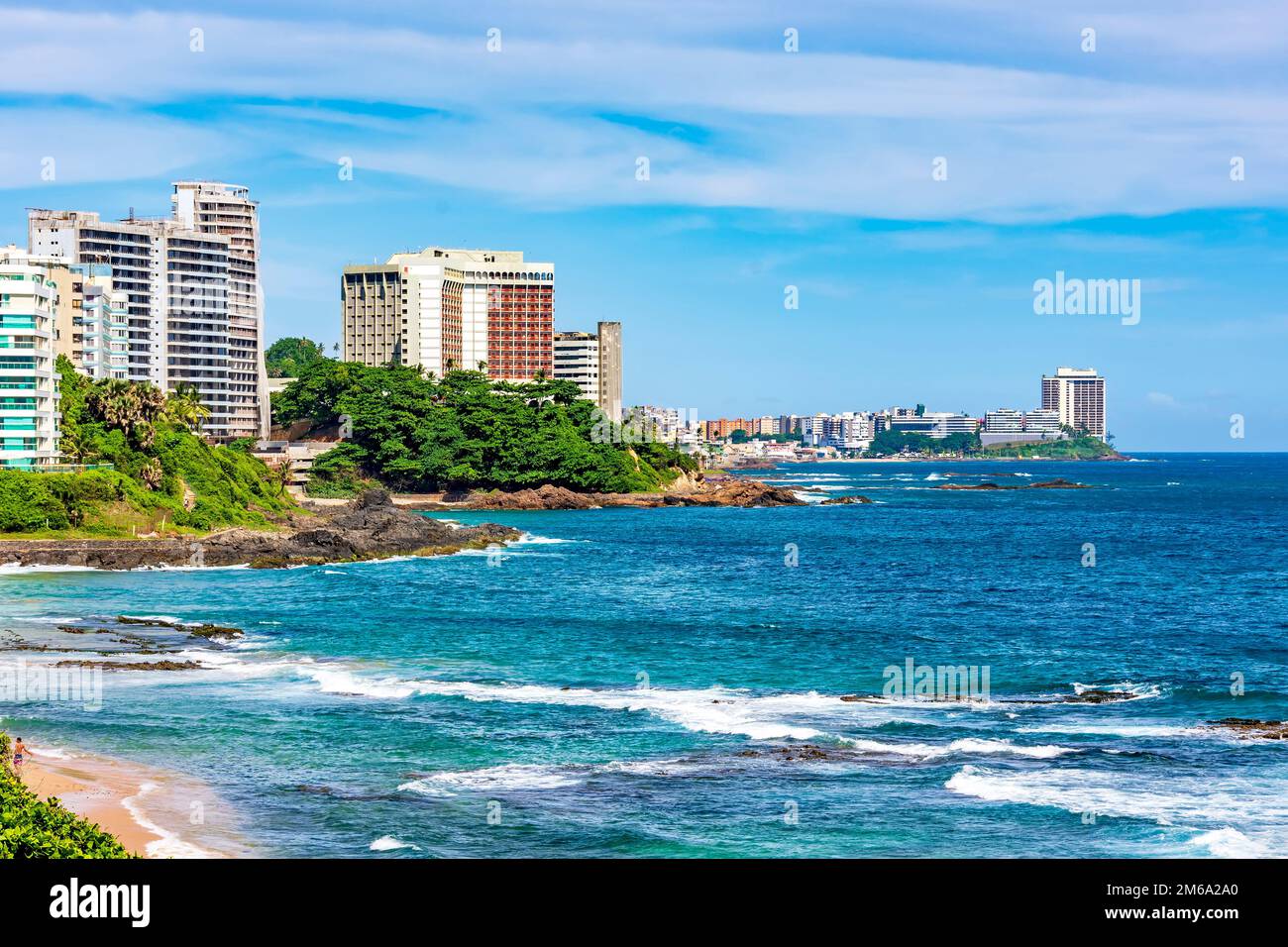 Modern buildings by the sea and beaches in the city of Salvador in Bahia Stock Photo