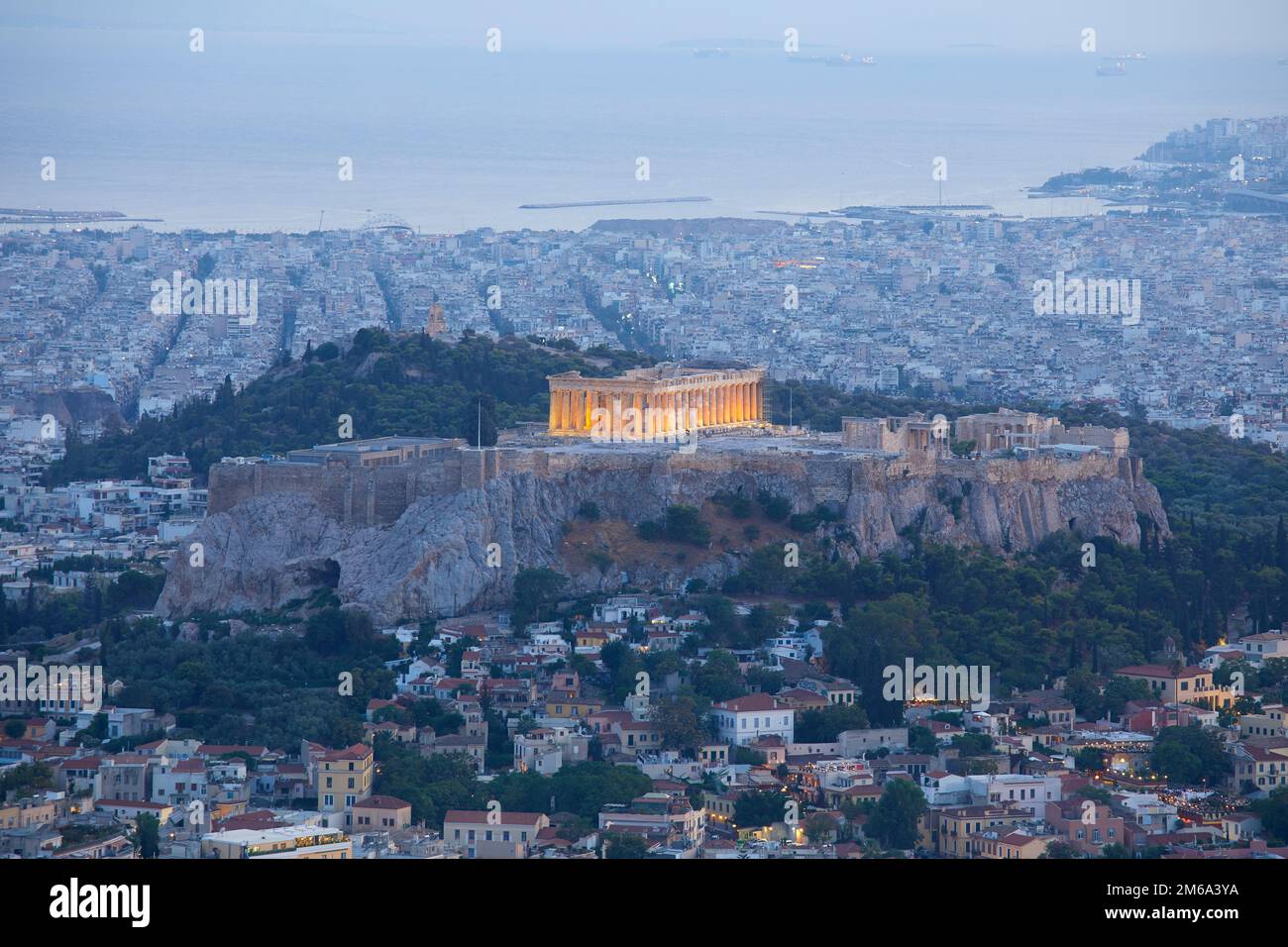 Cityscape of Athens with the Parthenon, Greece Stock Photo