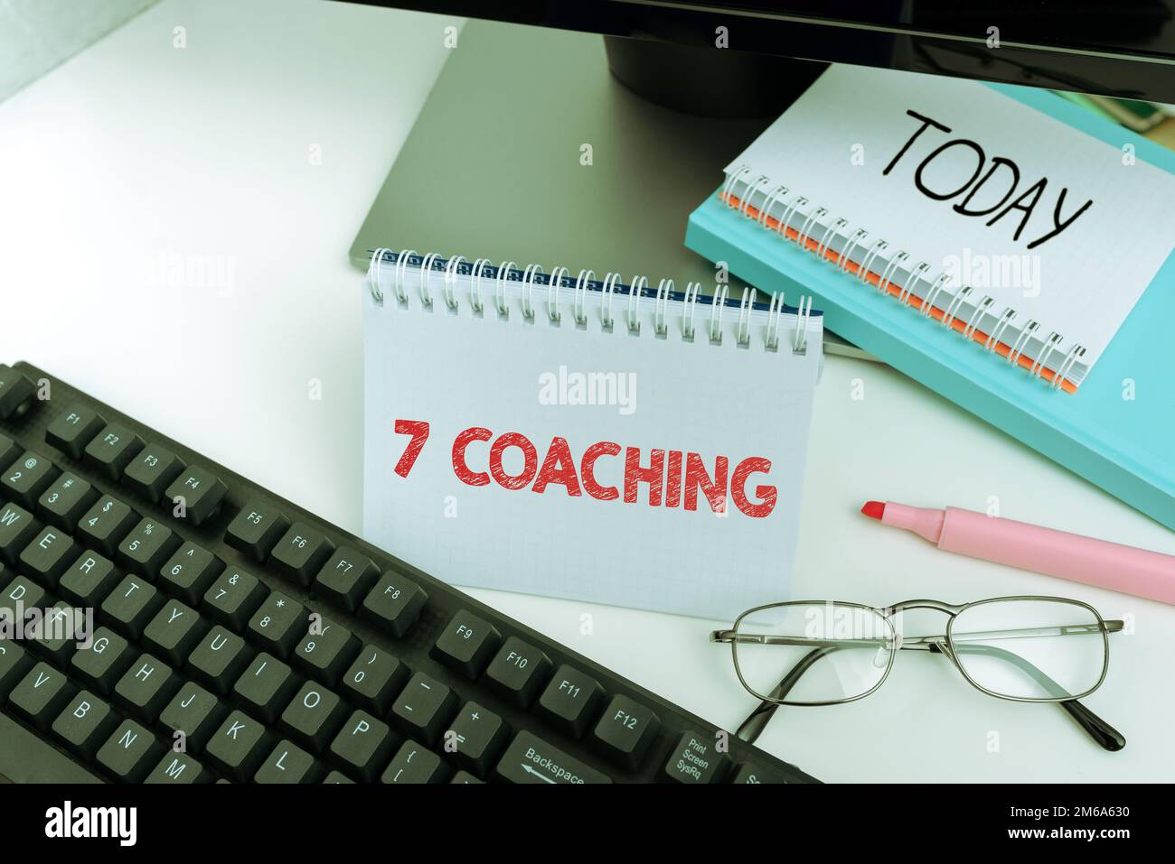 Text caption presenting 7 Coaching. Business concept Refers to a number of figures regarding business to be succesful Stock Photo