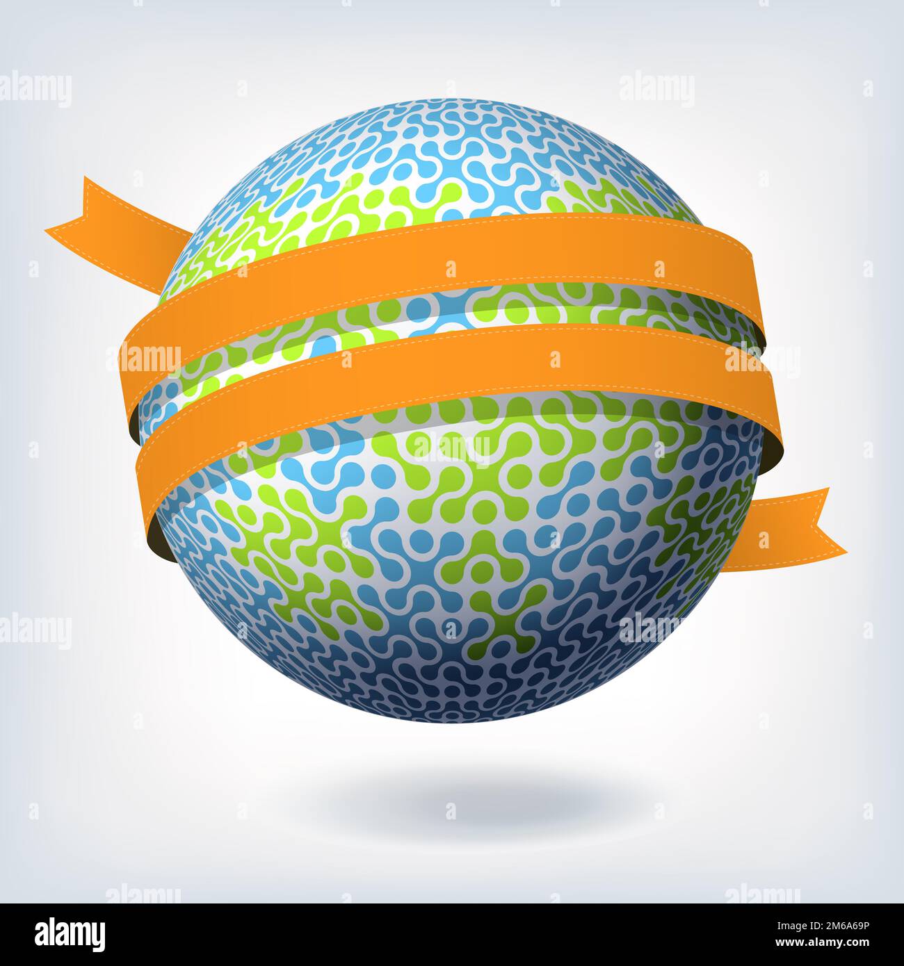Abstract globe symbol with orange ribbon. Vector illustration, EPS10 Stock Photo