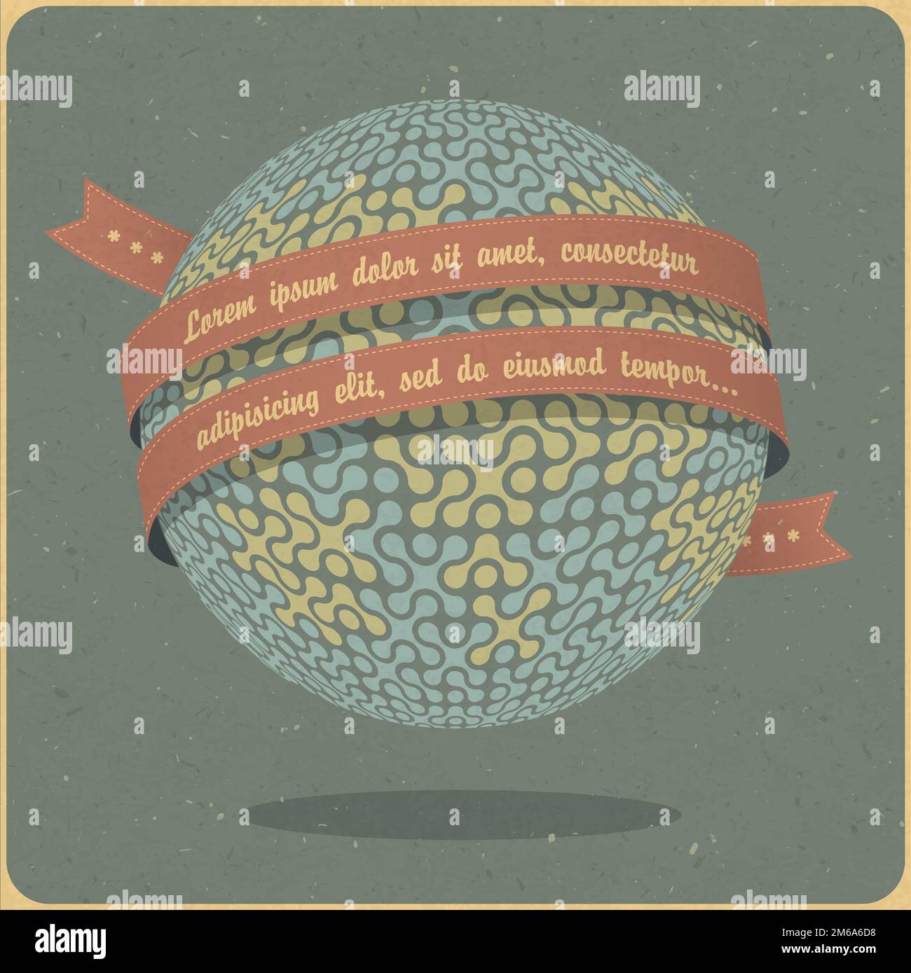 Retro globe symbol with ribbon and sample text. Vector, EPS10 Stock Photo