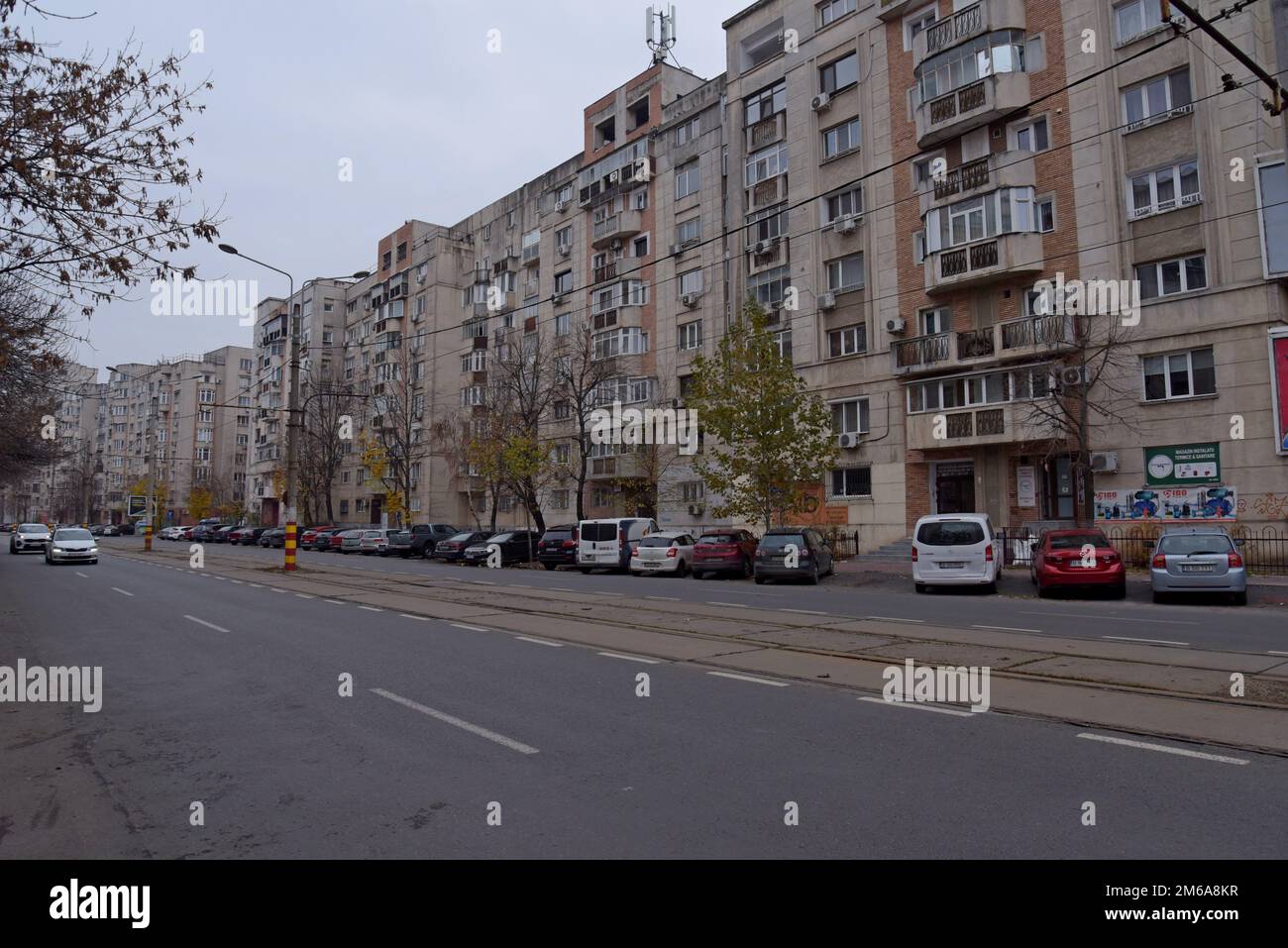 High rise eastern bloc apartment housing units in Bucharest, Romania Stock Photo