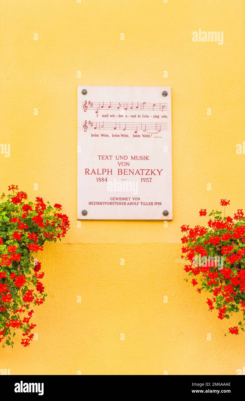 Memorial plaque in honor of composer ralph benatz Stock Photo