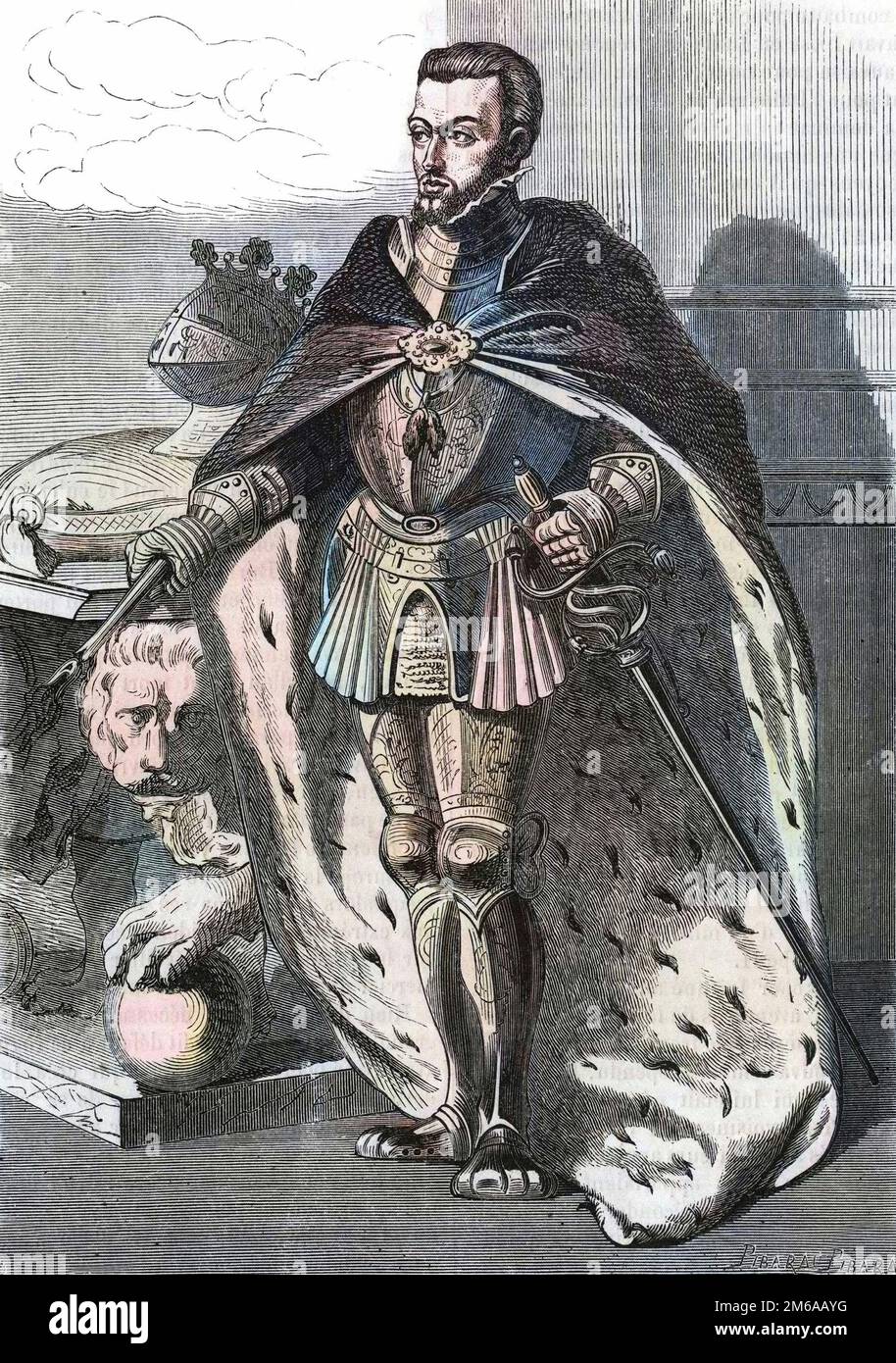 Philippe II (1527-1598), roi d'Espagne. In 'Histoire Populaire de la France', vers 1885. Gravure. Stock Photo