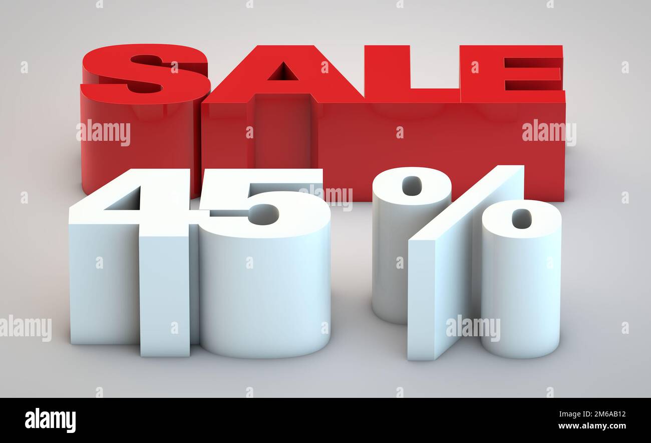 Sale - price reduction of 45% Stock Photo