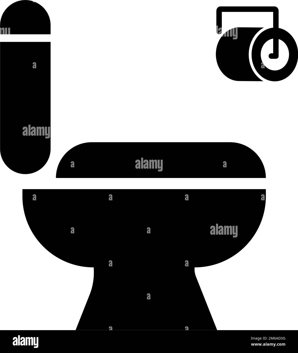 Toilet and toilet paper silhouette icon. Bathroom. Editable vector. Stock Vector