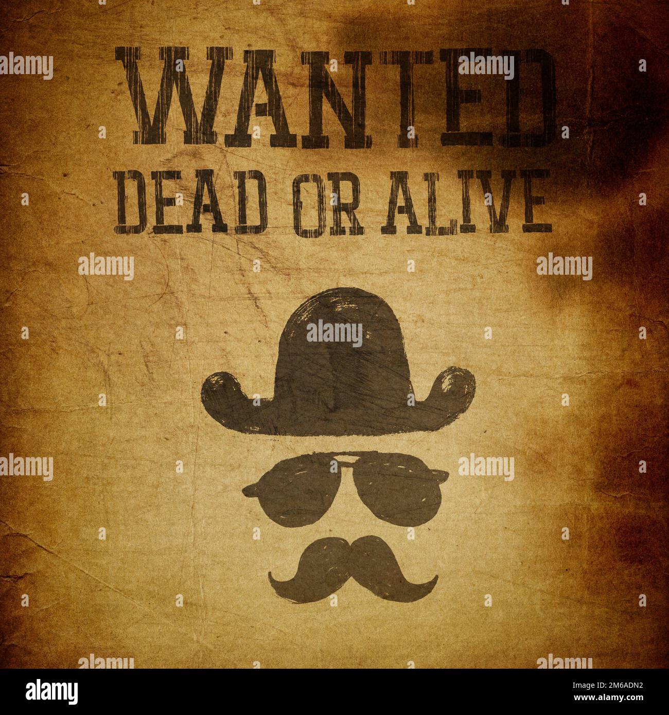 Wanted Dead Alive Silhouette Mexican Gunslinger Stock Vector