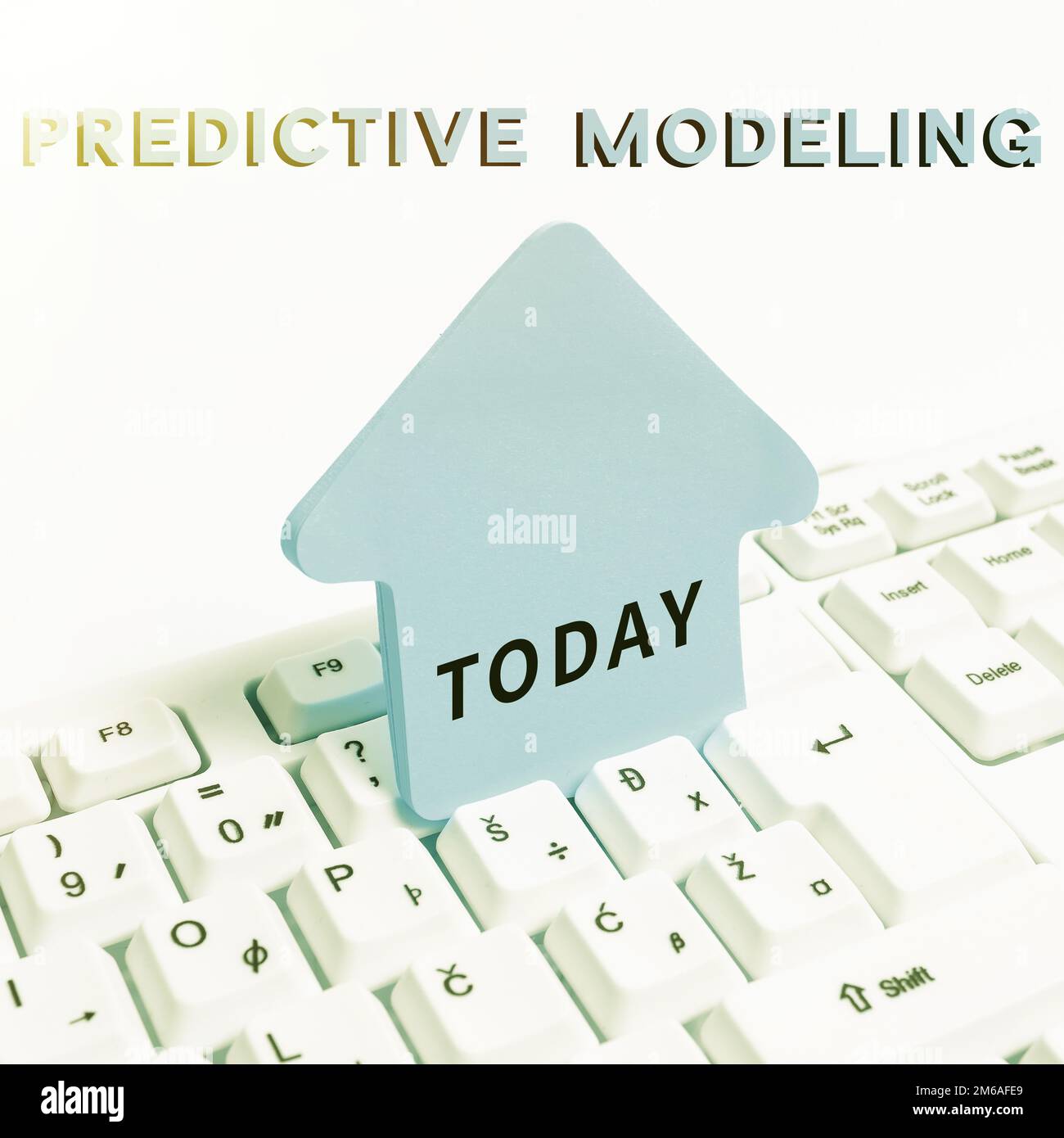 Sign displaying Predictive Modeling, Word for maintenance strategy driven by predictive analytics Stock Photo